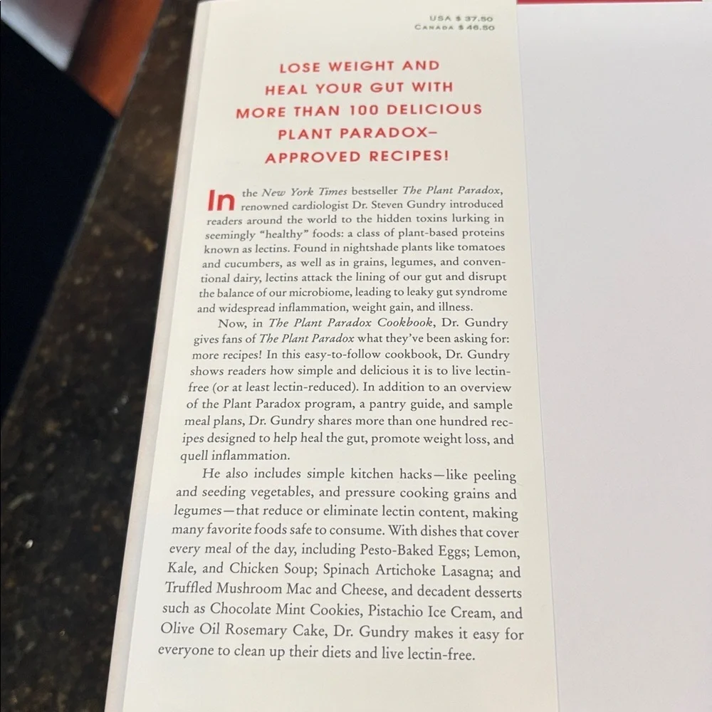 New York Times Best Seller The Plant Paradox Cookbook